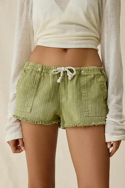 Bdg Rigby Cotton Pull-on Micro Shorts In Olive, Women's At Urban Outfitters In Green