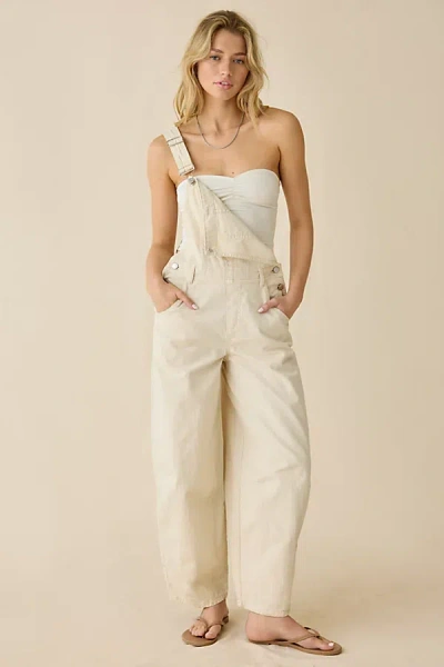 Bdg Rih Cotton Canvas Extreme Barrel-leg Overalls Pant In Ivory, Women's At Urban Outfitters In White