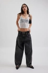 Bdg Rih Extreme Barrel Mid-rise Jean In Washed Black, Women's At Urban Outfitters