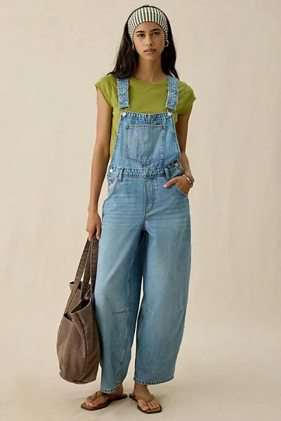 Bdg Rih Extreme Barrel-leg Overalls In Vintage Denim Light, Women's At Urban Outfitters In Blue