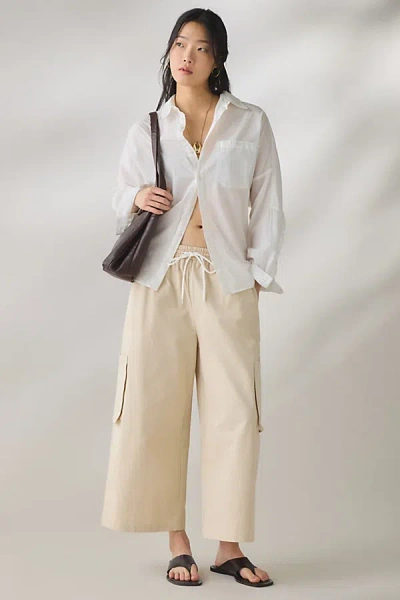 Bdg River Cropped Wide Leg Pull-on Pant In Stone, Women's At Urban Outfitters In Gray