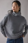 Bdg River Oversized Cropped Turtleneck Sweater In Heather Graphite, Women's At Urban Outfitters In Gray