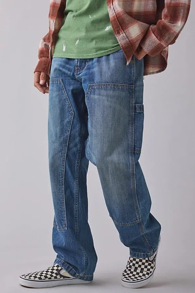 Bdg Rlx Double Knee Straight Jean In Vintage Denim Medium, Men's At Urban Outfitters In Blue