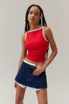 Bdg Romy Boatneck Cropped Tank Top In Red, Women's At Urban Outfitters