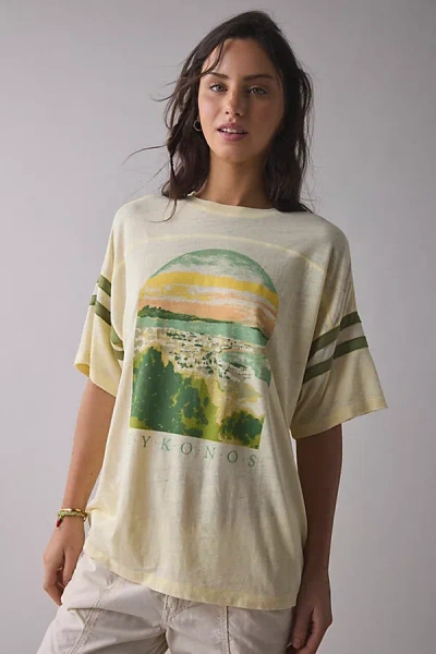 Bdg Rowan Mykonos Graphic Oversized Tee In Yellow, Women's At Urban Outfitters