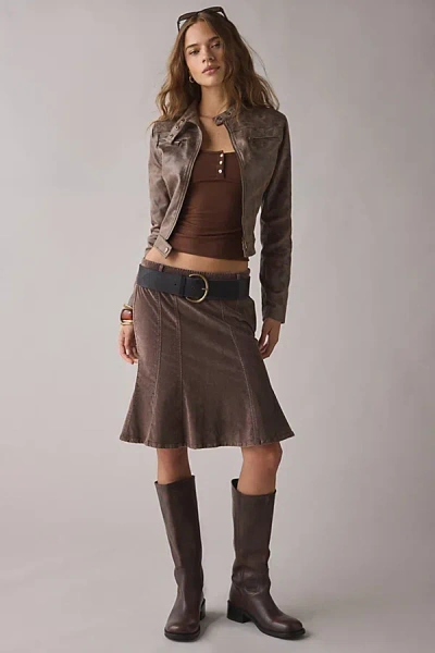 Bdg Sara Corduroy Fishtail Knee-length Skirt In Brown, Women's At Urban Outfitters