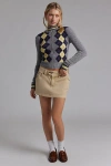 Bdg Sarah Chino Micro Skirt In Stone, Women's At Urban Outfitters
