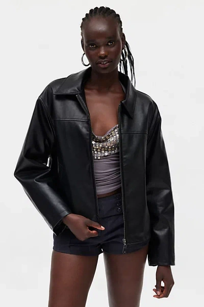 Bdg Sasha Faux Leather Car Jacket In Black, Women's At Urban Outfitters