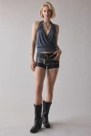 BDG SAVANNAH WRAP-FRONT CUPRO HALTER TOP IN CHARCOAL, WOMEN'S AT URBAN OUTFITTERS
