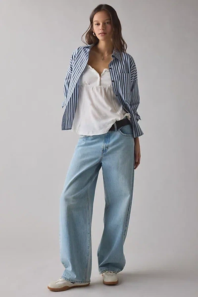 Bdg Sawyer Lace Trim Short Sleeve Babydoll Top In White, Women's At Urban Outfitters In Multi