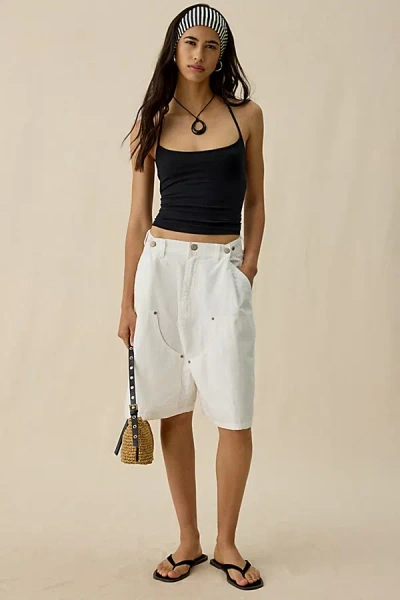 Bdg Schools Out Mid-rise Baggy Carpenter Jorts In Ivory, Women's At Urban Outfitters In White