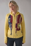 Bdg Scottie Varsity Graphic Knit Zip-up Collared Cardigan In Yellow, Women's At Urban Outfitters In Yellow