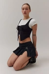 Bdg Shaina Belted Linen Micro Mini Skort In Black, Women's At Urban Outfitters In Black