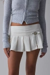 Bdg Shaina Belted Linen Micro Mini Skort In White, Women's At Urban Outfitters