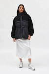 Bdg Shelby Mixed Media Puffer Coat Jacket In Black, Women's At Urban Outfitters In Black