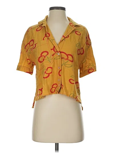 Pre-owned Bdg Short Sleeve Blouse In Yellow
