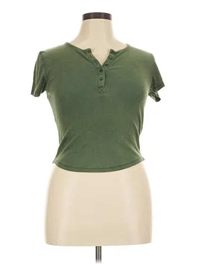 Pre-owned Bdg Short Sleeve Henley Shirt In Green