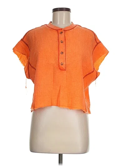 Pre-owned Bdg Short Sleeve Henley Shirt In Orange