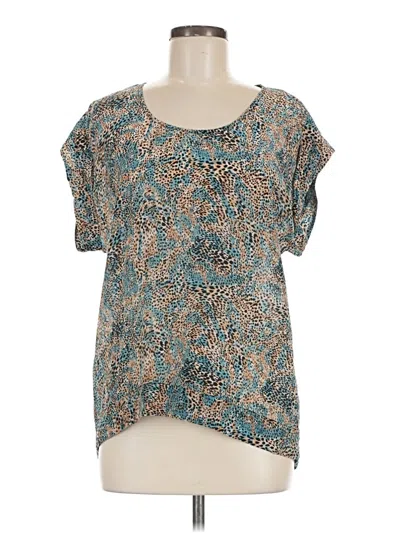 Pre-owned Bdg Short Sleeve Silk Top Teal Scoop Neck Tops
