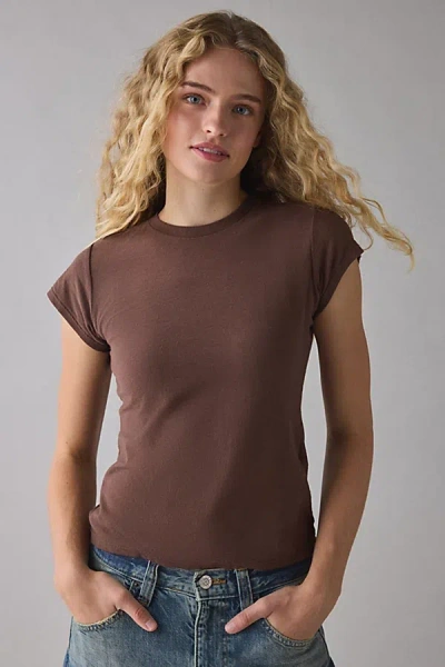 Bdg Short Sleeve Spill The Tee In Chocolate, Women's At Urban Outfitters In Brown