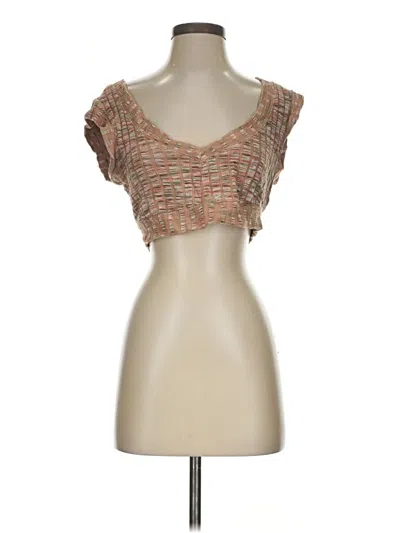 Pre-owned Bdg Short Sleeve Top Brown Sweetheart Neckline Tops