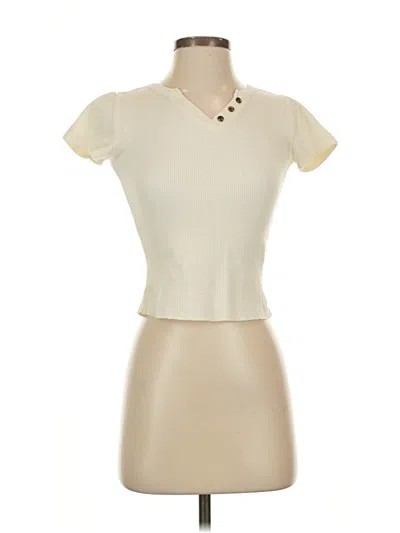 Pre-owned Bdg Short Sleeve Top Ivory Sweetheart Neckline Tops In White
