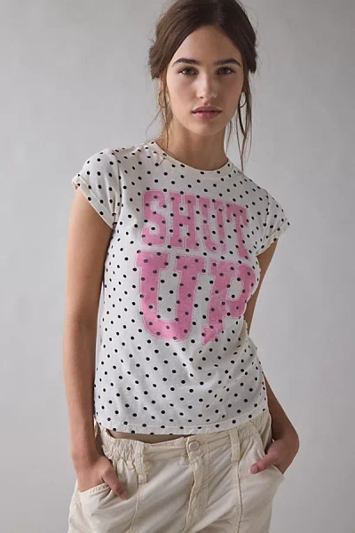 Bdg Shut Up Graphic Short Sleeve Spill The Tee In Black/white, Women's At Urban Outfitters In Multi
