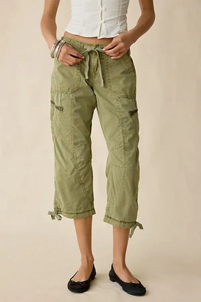 Bdg Sidekick Crop Cotton Utility Pants In Olive, Women's At Urban Outfitters In Green