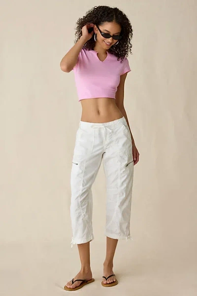 Bdg Sidekick Crop Cotton Utility Pants In White, Women's At Urban Outfitters