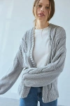 Bdg Skylar Oversized Cable Knit Cardigan In Grey, Women's At Urban Outfitters In Grey