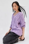 Bdg Skylar Oversized Cable Knit Sweater In Lavender, Women's At Urban Outfitters