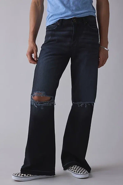 Bdg Slacker Destructed Relaxed Flare Jean In Washed Black, Men's At Urban Outfitters