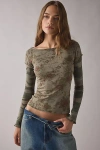 Bdg Sloane Layered Twofer Long Sleeve Tee In Camo/camo, Women's At Urban Outfitters