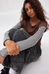 Bdg Sloane Layered Twofer Long Sleeve Tee In Brown, Women's At Urban Outfitters