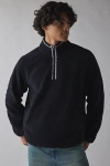 Bdg Solid Fleece Quarter Zip Sweatshirt In Black, Men's At Urban Outfitters