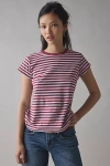 Bdg Spill The Short Sleeve Tee In Maroon Stripe, Women's At Urban Outfitters