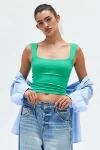 Bdg Square Neck Fitted Tank Top In Green, Women's At Urban Outfitters
