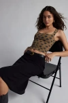 Bdg Ribbed Square Neck Tank Top In Star Pattern, Women's At Urban Outfitters In Green
