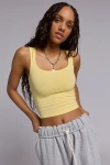 Bdg Ribbed Square Neck Tank Top In Pale Banana, Women's At Urban Outfitters