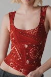 Bdg Ribbed Square Neck Tank Top In Red Bandana, Women's At Urban Outfitters