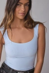 Bdg Ribbed Square Neck Tank Top In Sky, Women's At Urban Outfitters