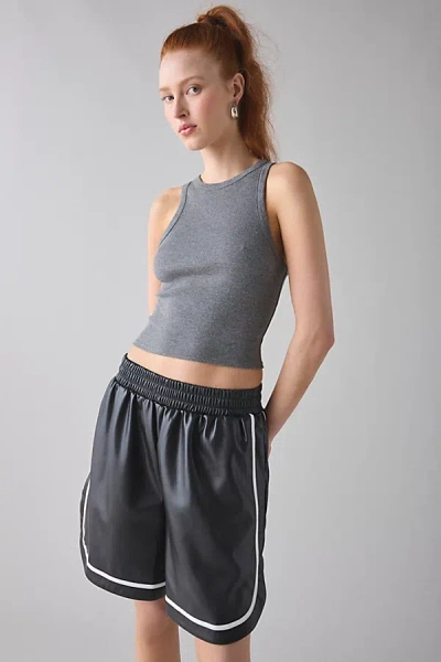 Bdg Star Player Faux Leather Athletic Short In Black, Women's At Urban Outfitters