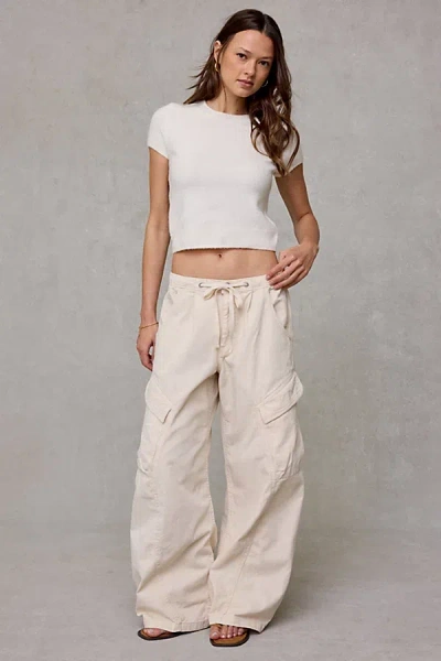 Bdg Station Cocoon Baggy Barrel Leg Cargo Jeans In Cream, Women's At Urban Outfitters In White