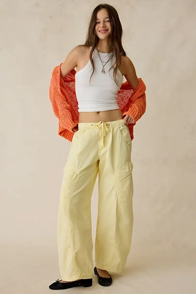 Bdg Station Cocoon Baggy Barrel Leg Cargo Pant In Light Yellow, Women's At Urban Outfitters