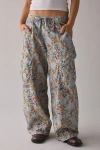 Bdg Station Cocoon Baggy Barrel Leg Cargo Pant In Wallpaper Floral, Women's At Urban Outfitters In Multi