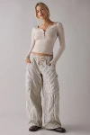 Bdg Station Cocoon Baggy Barrel Leg Cargo Pant In White, Women's At Urban Outfitters In Multi