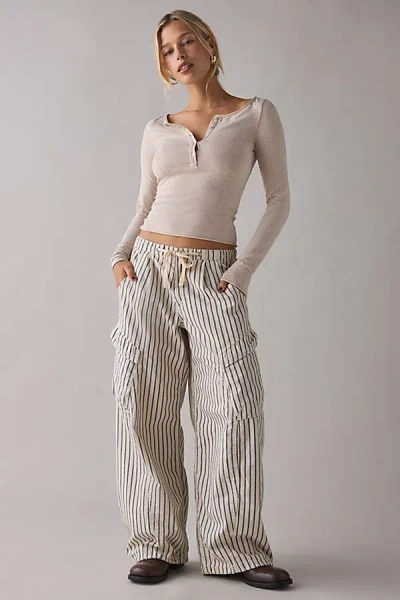 Bdg Station Cocoon Baggy Barrel Leg Cargo Pant In White, Women's At Urban Outfitters In Multi