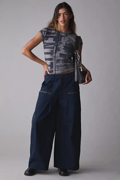 Bdg Studio Wide-leg Chino Utility Pant In Navy, Women's At Urban Outfitters