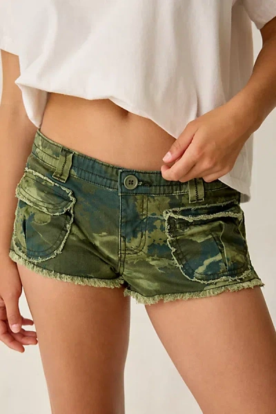 Bdg Sunkissed Cargo Low-rise Micro Short In Camo Print, Women's At Urban Outfitters In Multi
