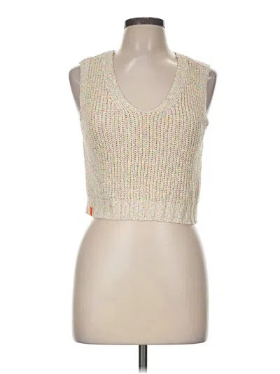Pre-owned Bdg Tank Top Ivory Plunge Neckline Tops